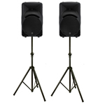 Speaker Hire of 2 Active Speakers on Stands in Nottingham
